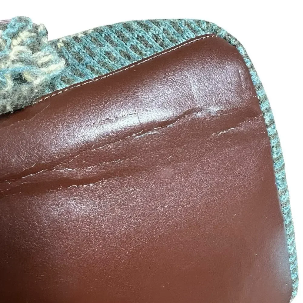 Anthropologie Green 100% Wool Knit Tote Satchel Bag Shopper Tote